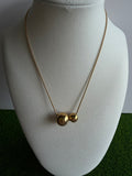 Gold Stainless Steel Double Sphere Necklace