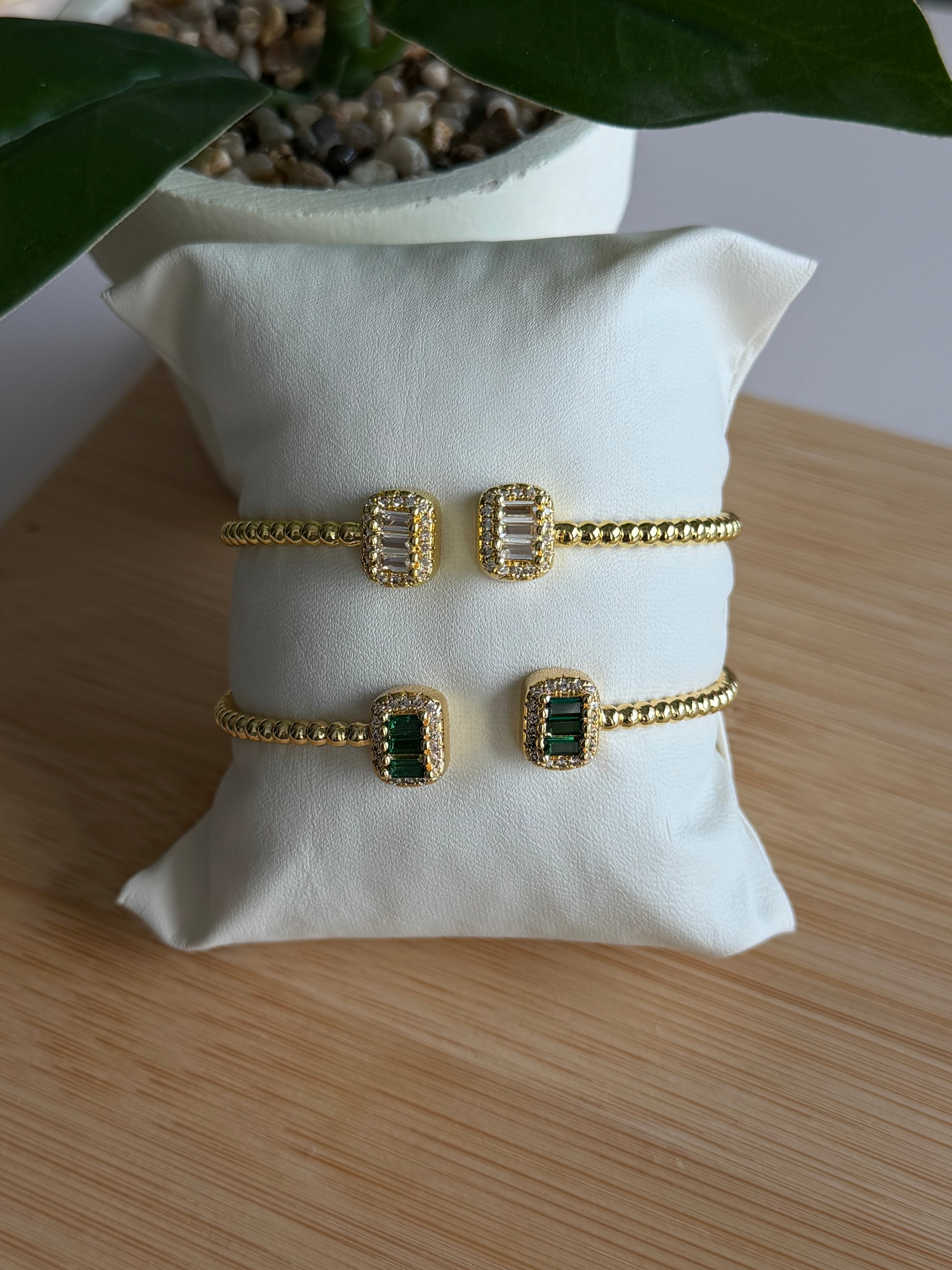 Baguette Double-Charm Gold Plated Bracelet