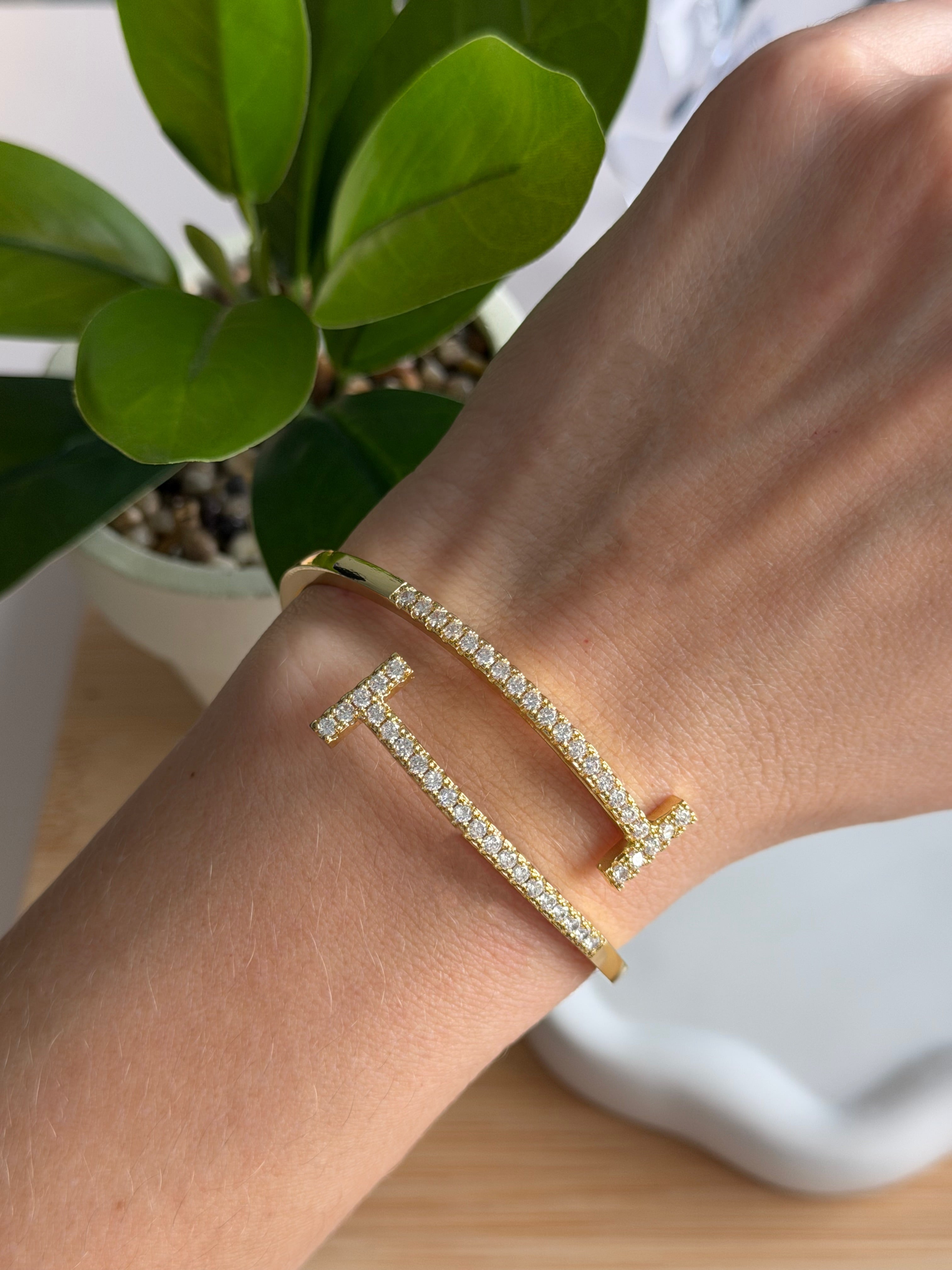 T Crystal Open Bangle