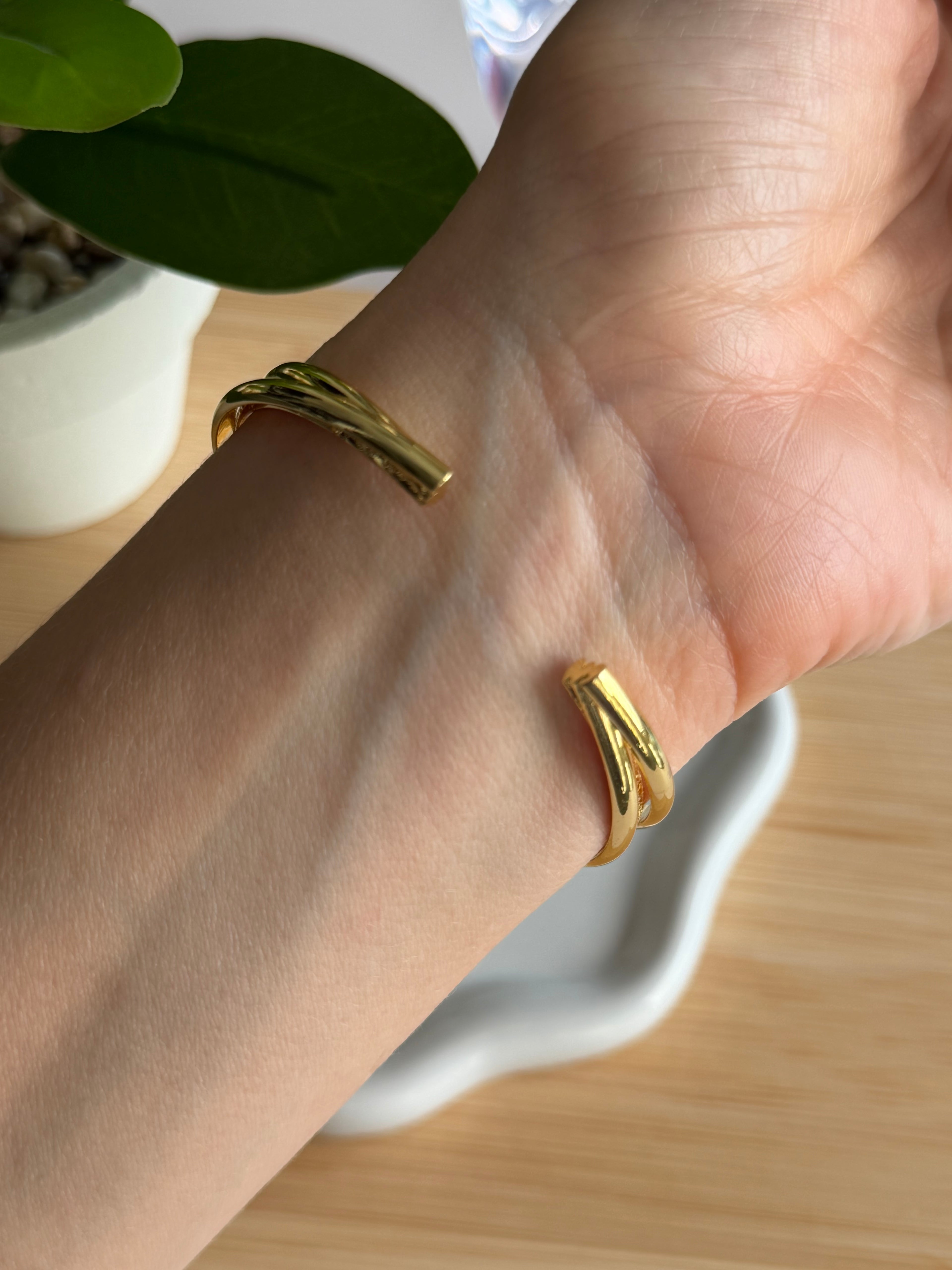 Textured Double-Bar Gold Cuff