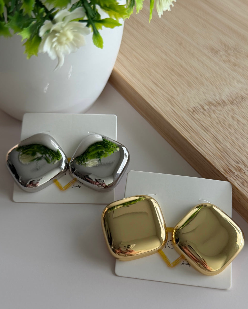 Puffy Square Statement Earrings