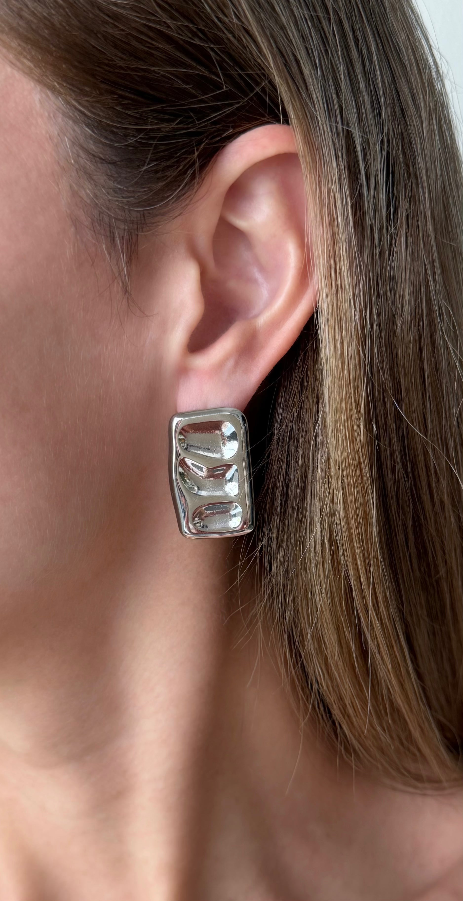 Sculpted Rectangle Stud Earrings