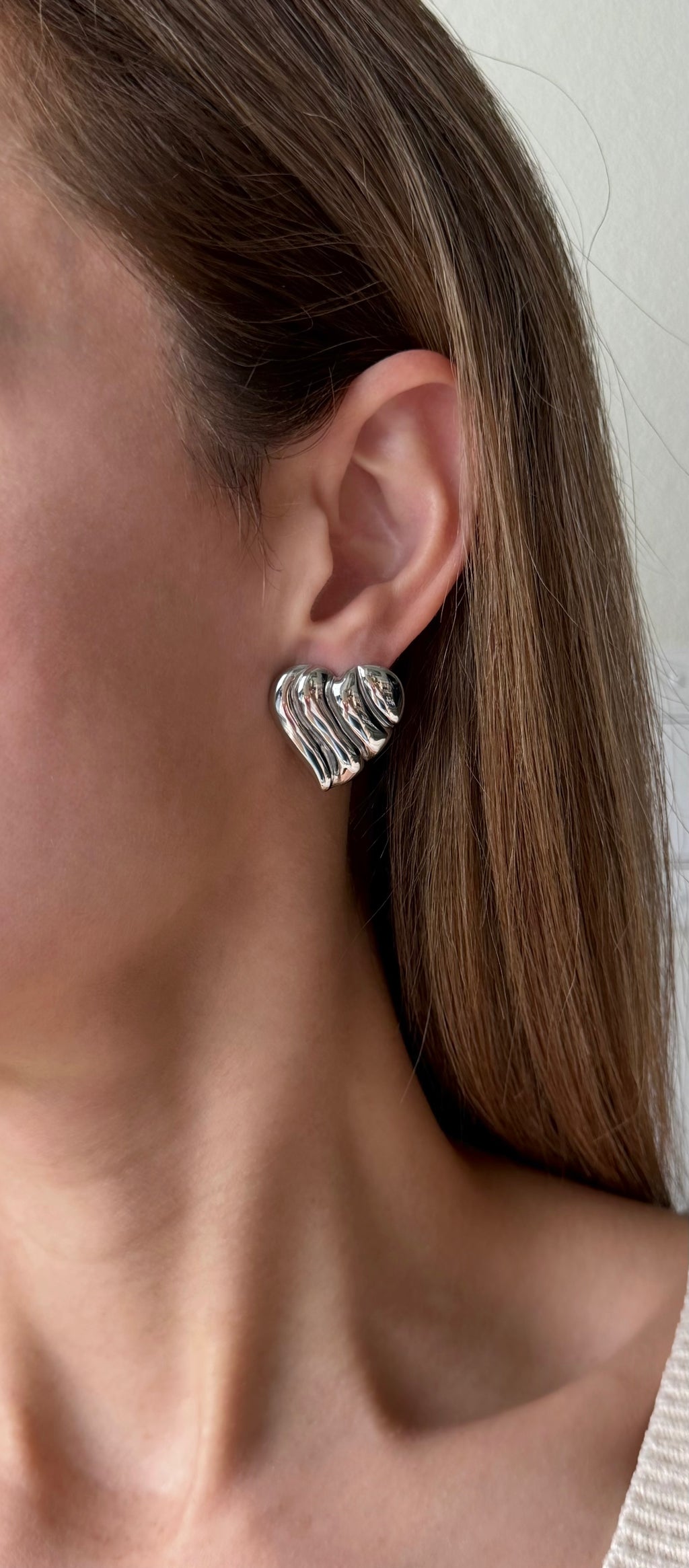 Textured Metallic Heart Stud Earrings