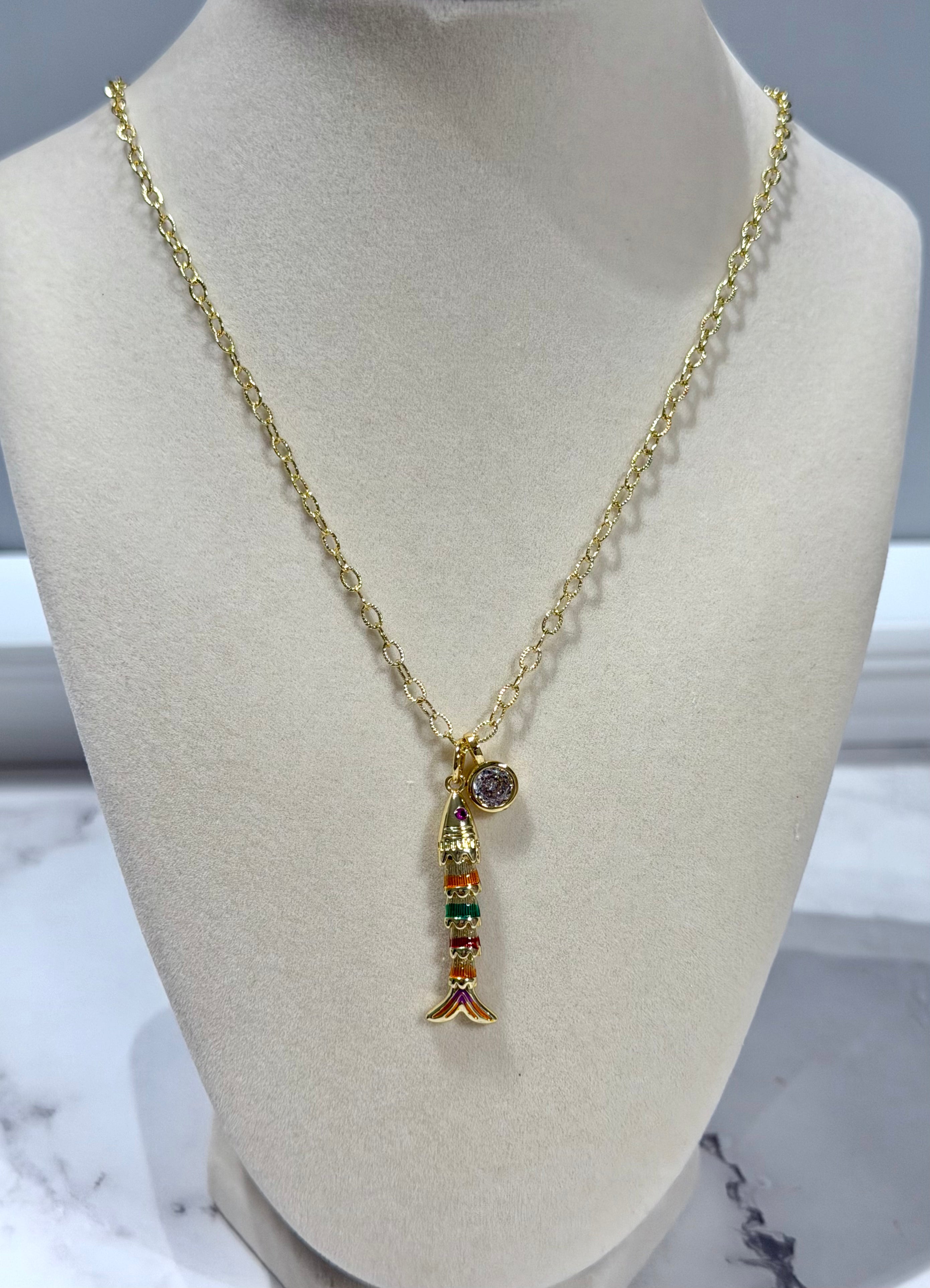 Colorful Fish Charm Necklace