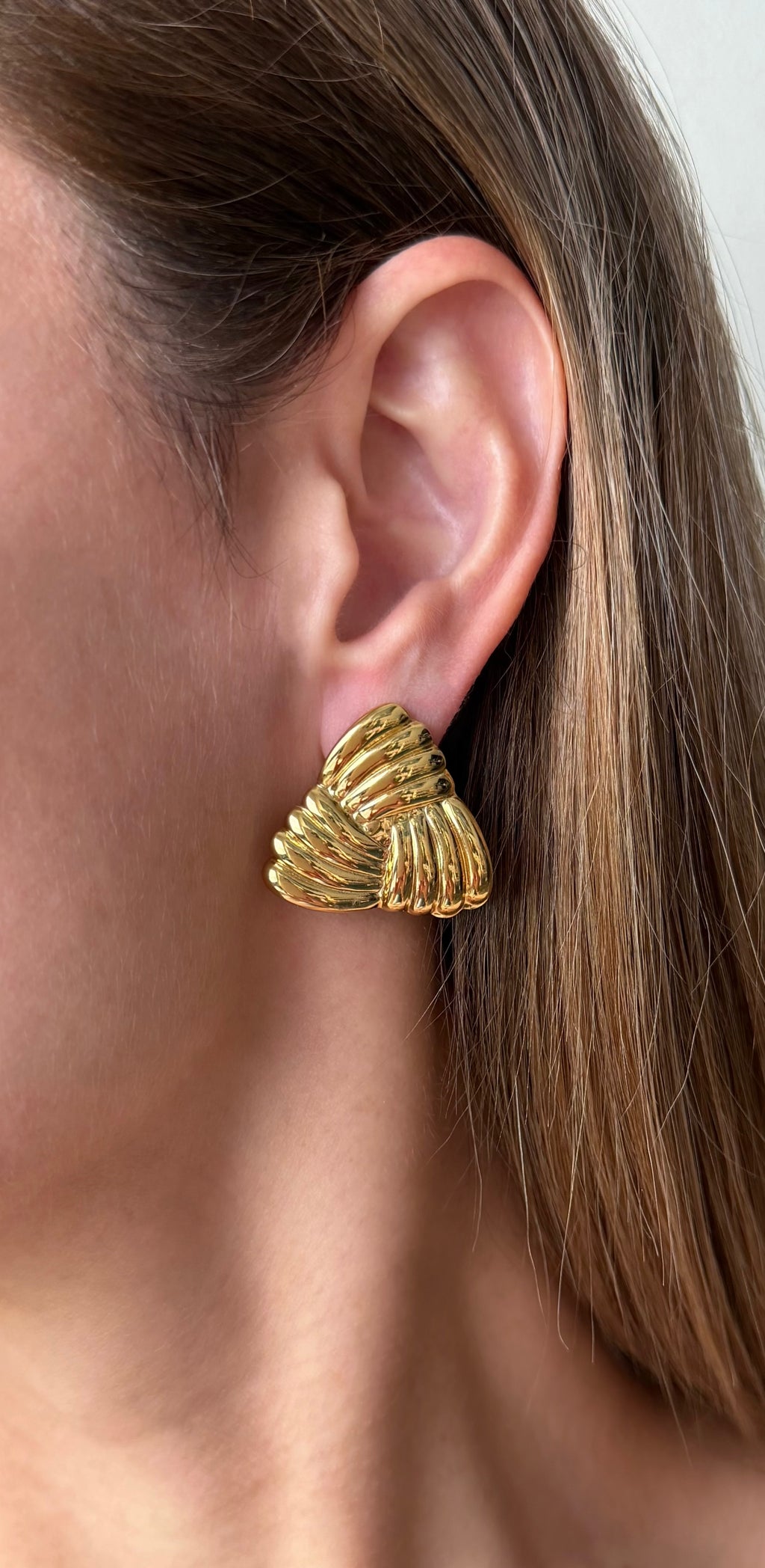 Folded Fan Triangle Earrings