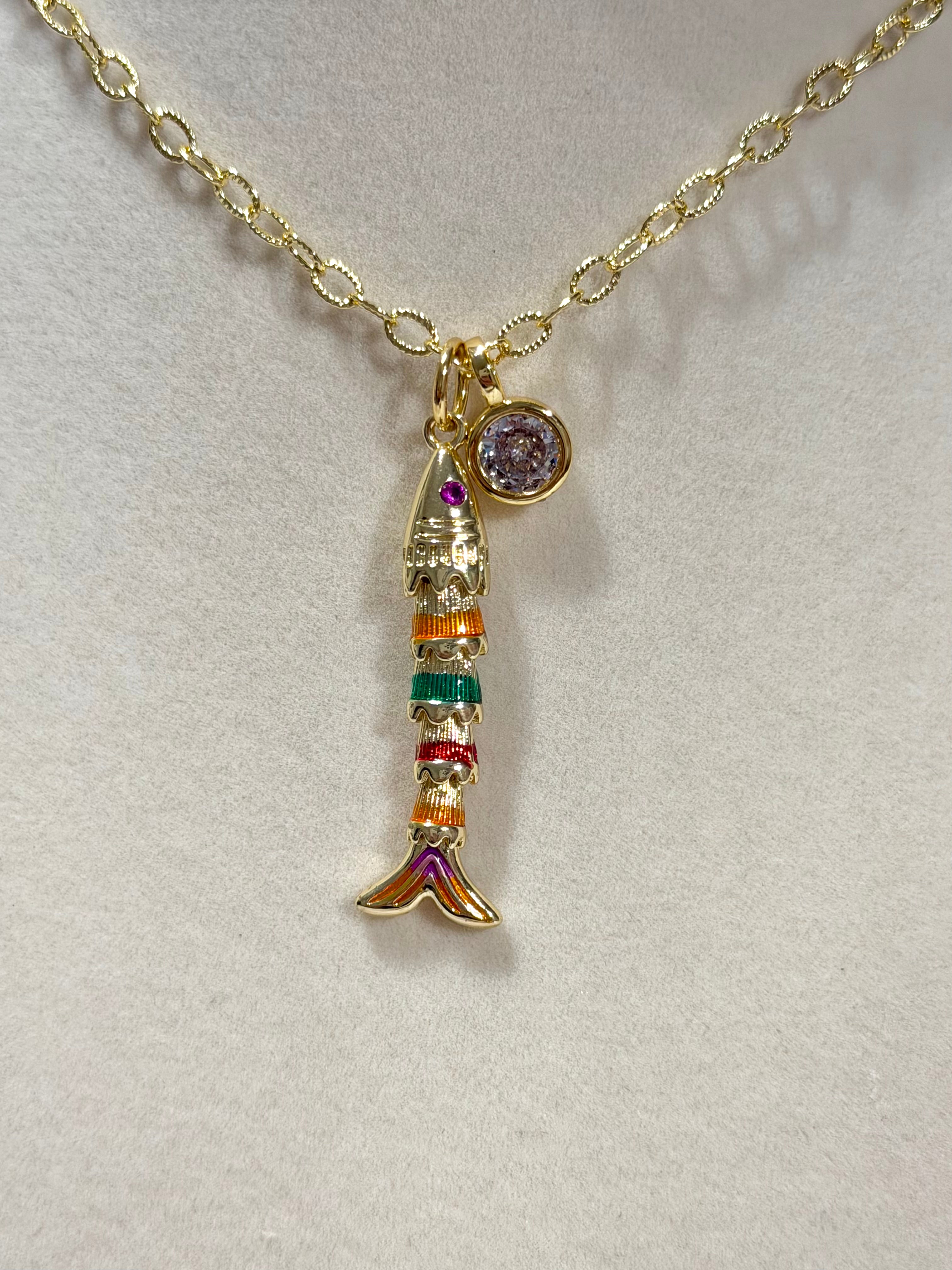 Colorful Fish Charm Necklace