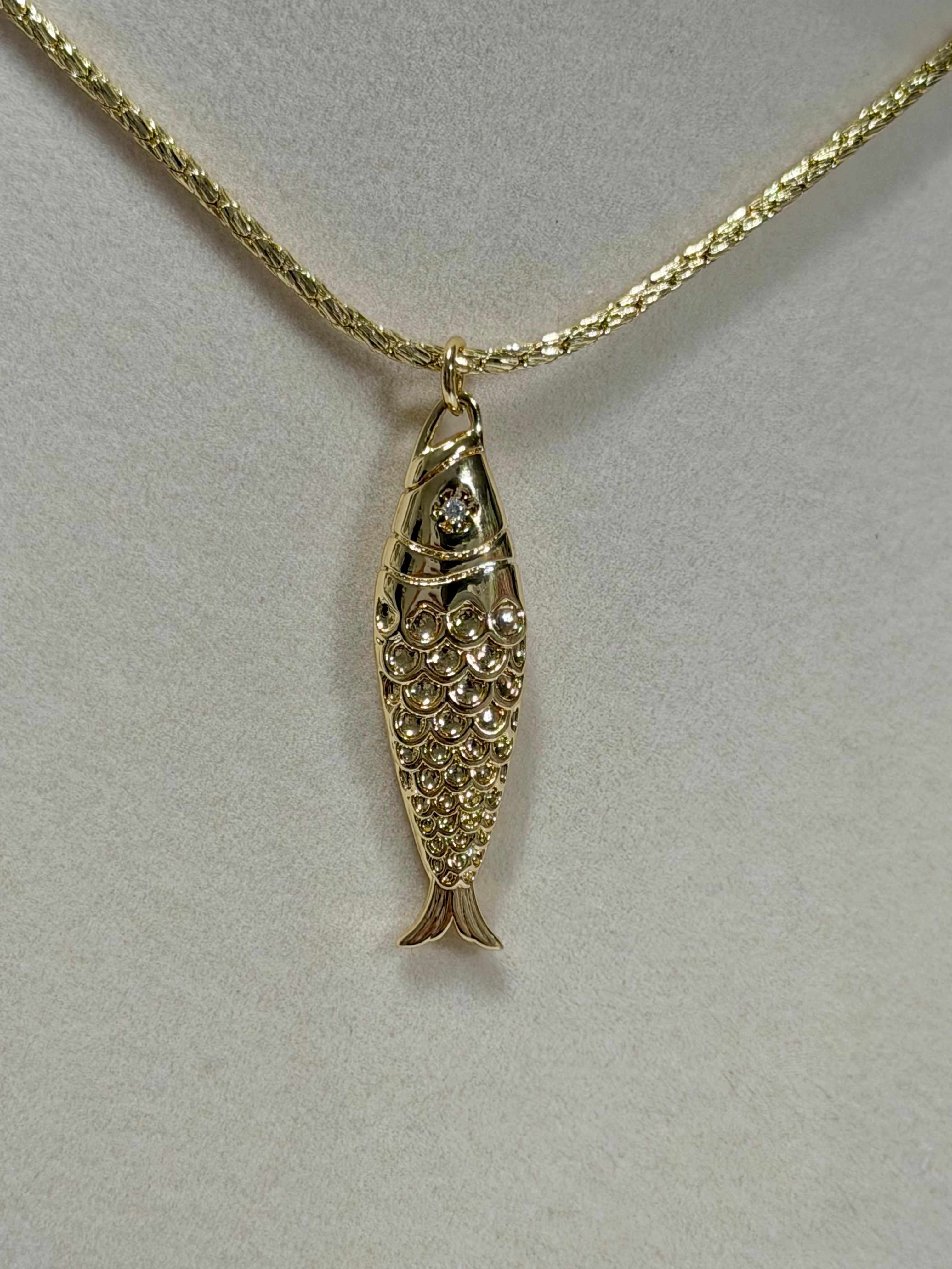 Golden Fish Pendant Necklace