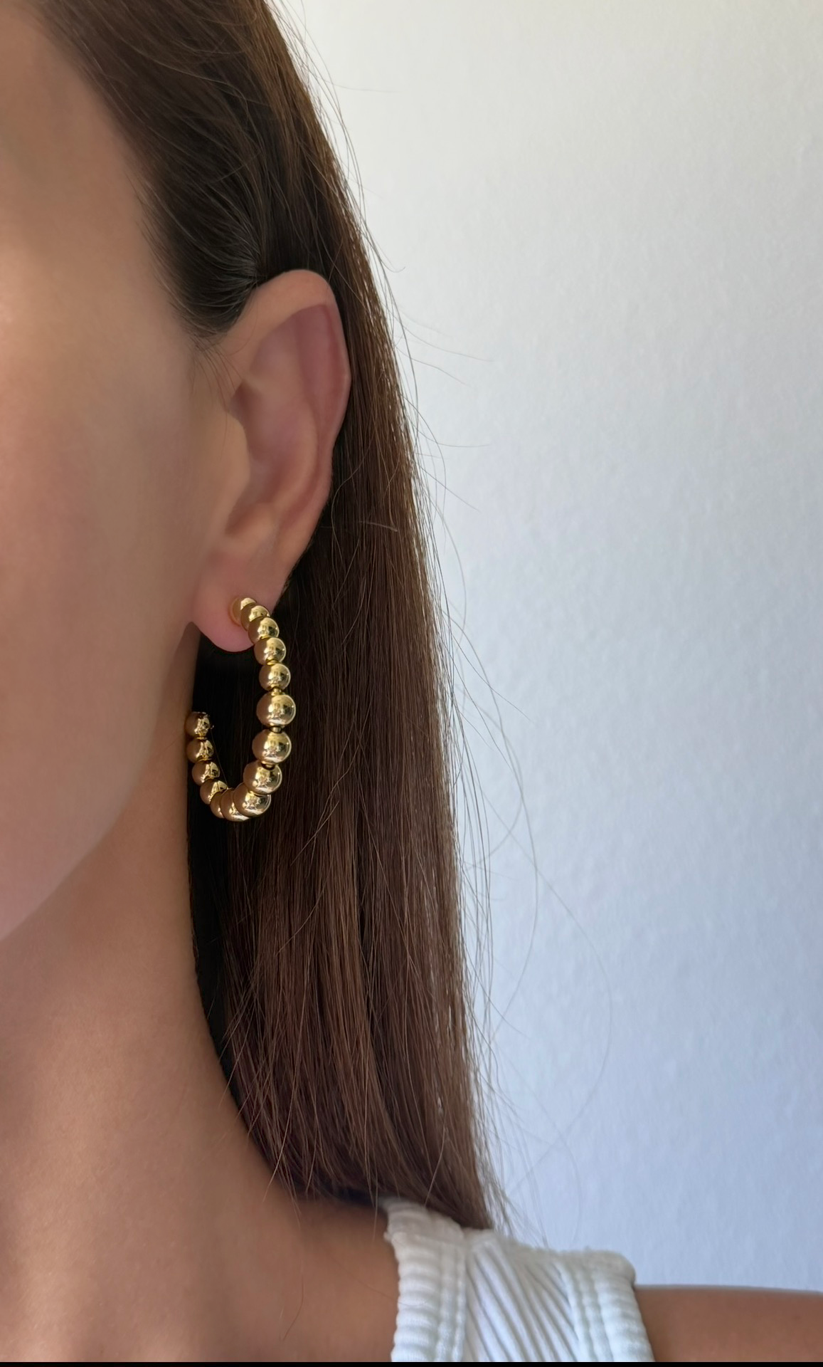 Golden Beaded Hoops