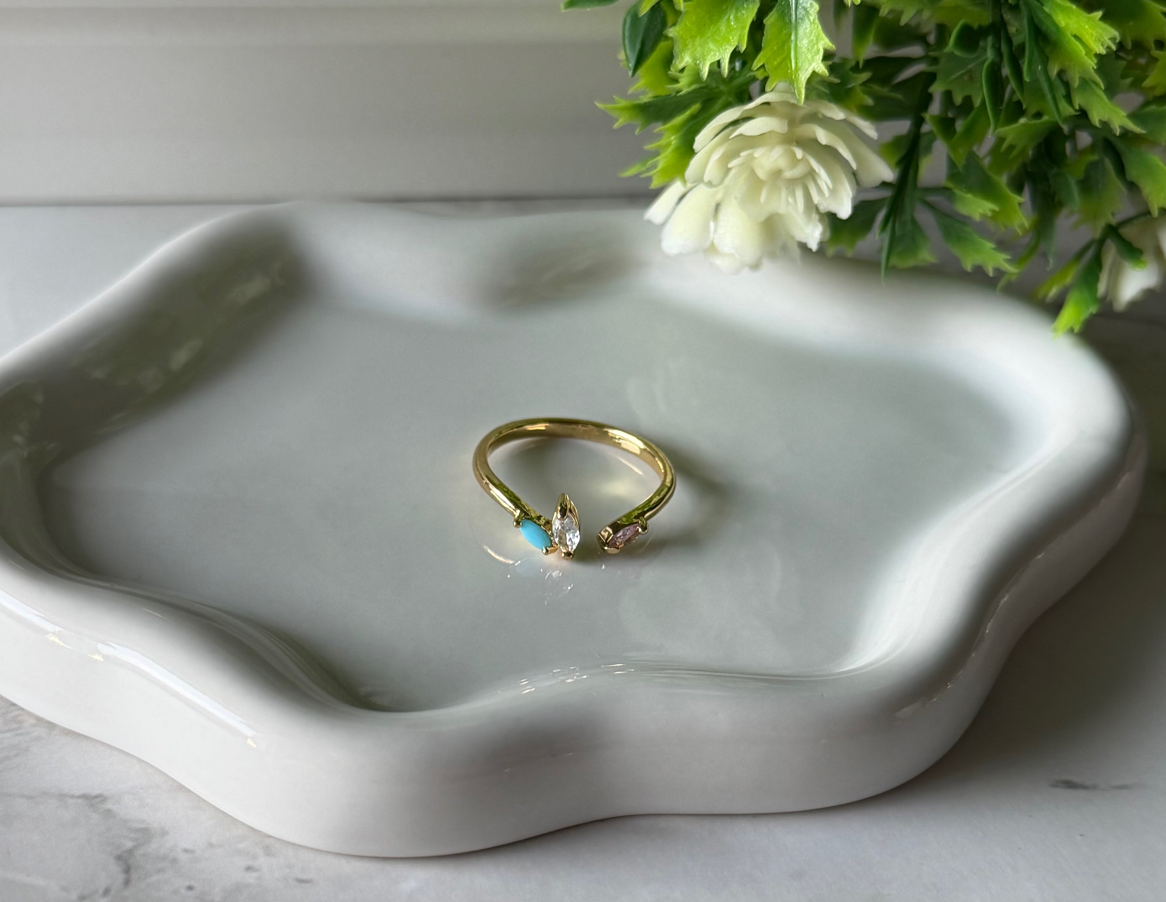 Trio Stone Adjustable Ring