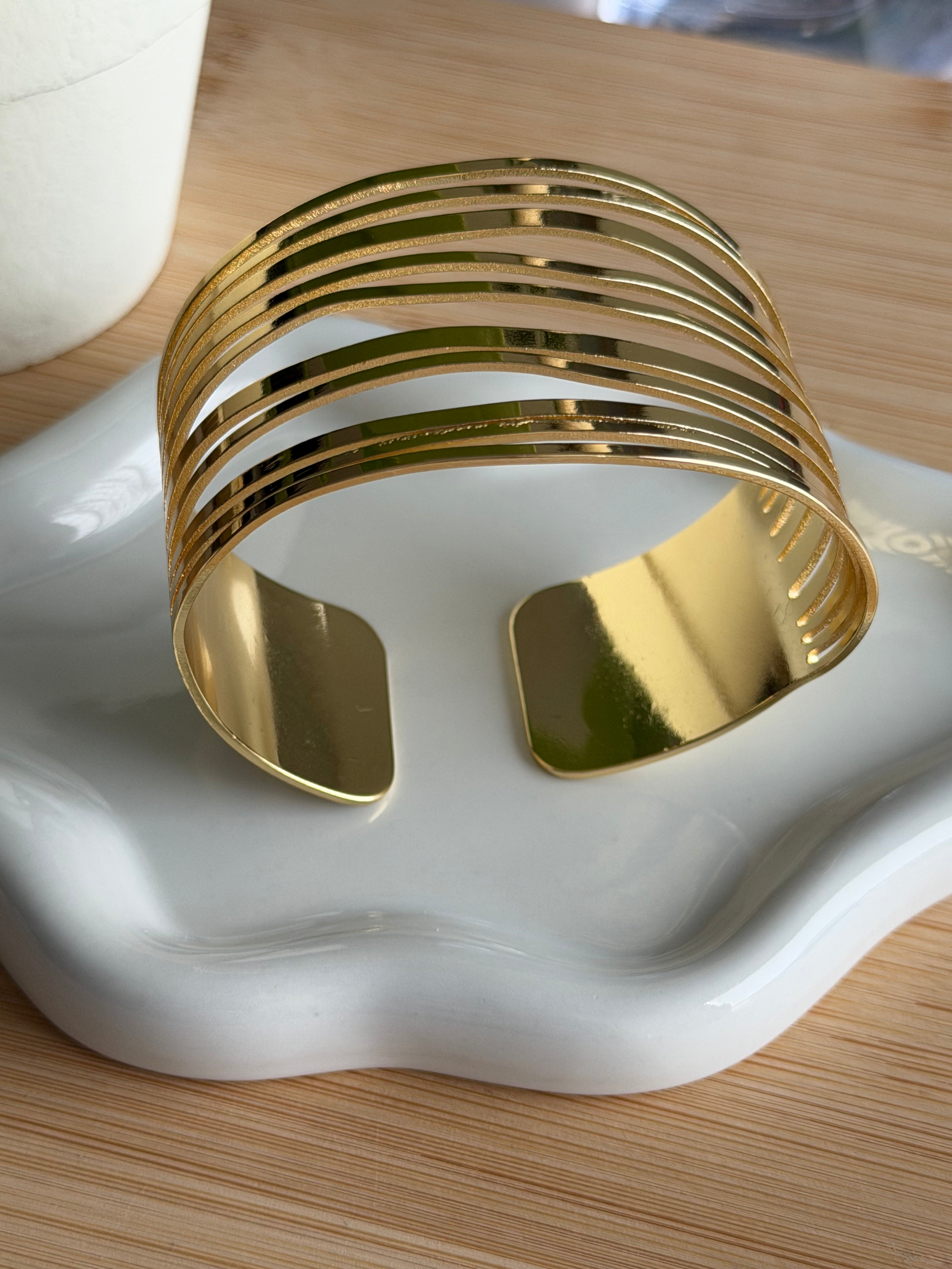Gold Multi-Bar Cuff Bracelet